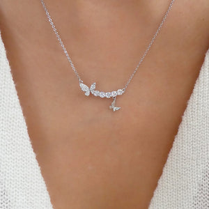 Kiara Crystal Butterfly Necklace (Silver)