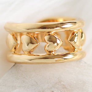 Gold Heart Row Ring