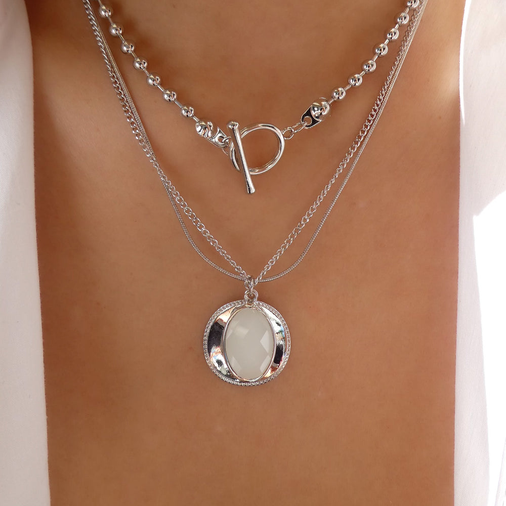 Peyton Link Necklace Set (Silver)