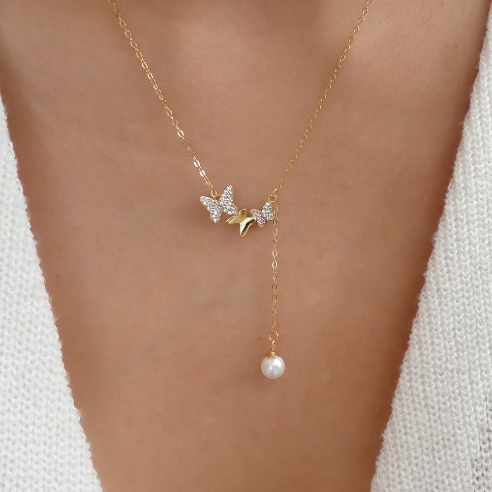 Small Butterfly & Pearl Necklace