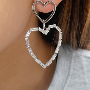 Kayla Heart Earrings (Silver)
