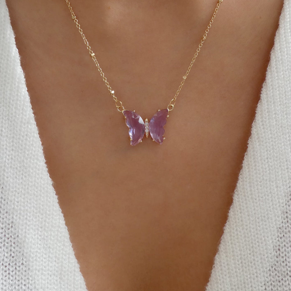 Blaine Butterfly Necklace (Purple)
