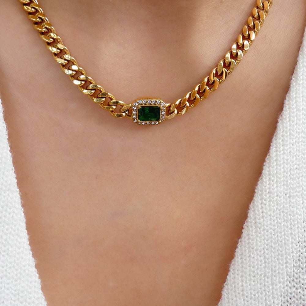 Crystal Phoenix Chain Necklace (Emerald)