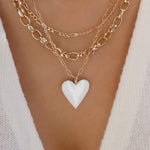 White Heart & Chain Necklace